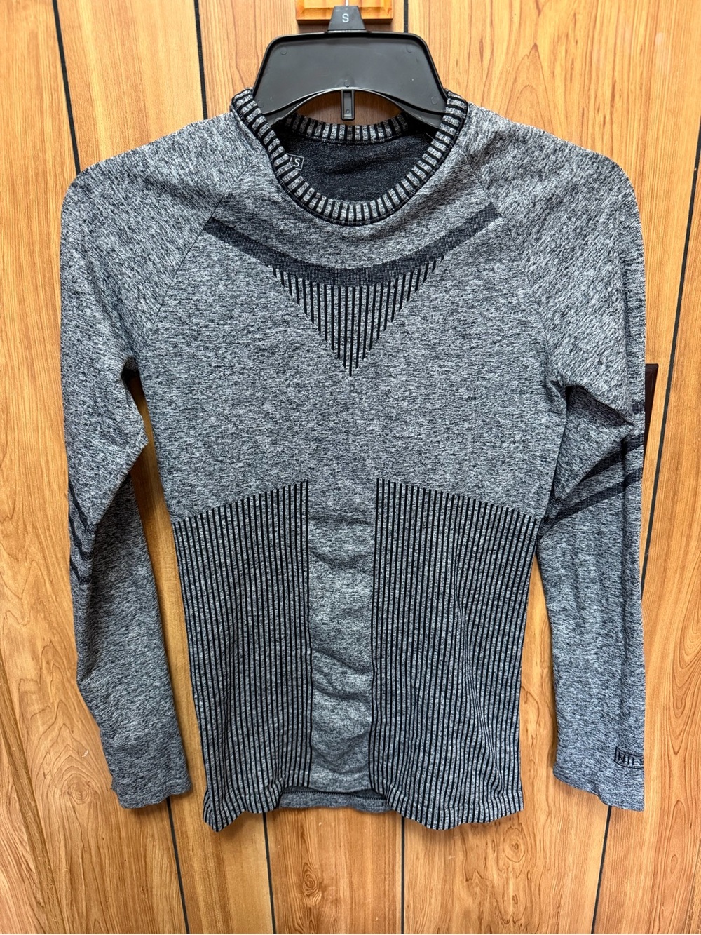 NILS Grey Seamless Ribbed Long-Sleeve Top